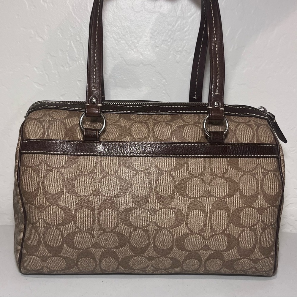 Coach Brown and White Signature Bag - Picture 3 of 13